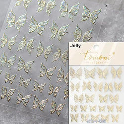 Delicate Tender Purple Butterfly Seal Pattern Insect Shiny Golden Stroke Nail Art Decoration Sticker Dressy Laser Manicure Decal (ONLINE ORDER ONLY)