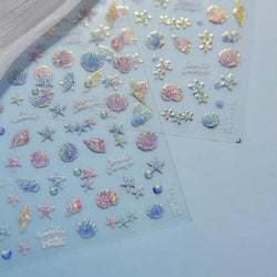 Beach Colourful Conch Dolphin Shell Starfish Jellyfish Star Summer Sea Wave Vacation Mode Water Bubble Nail Art Stickers Decals (Online Order Only)