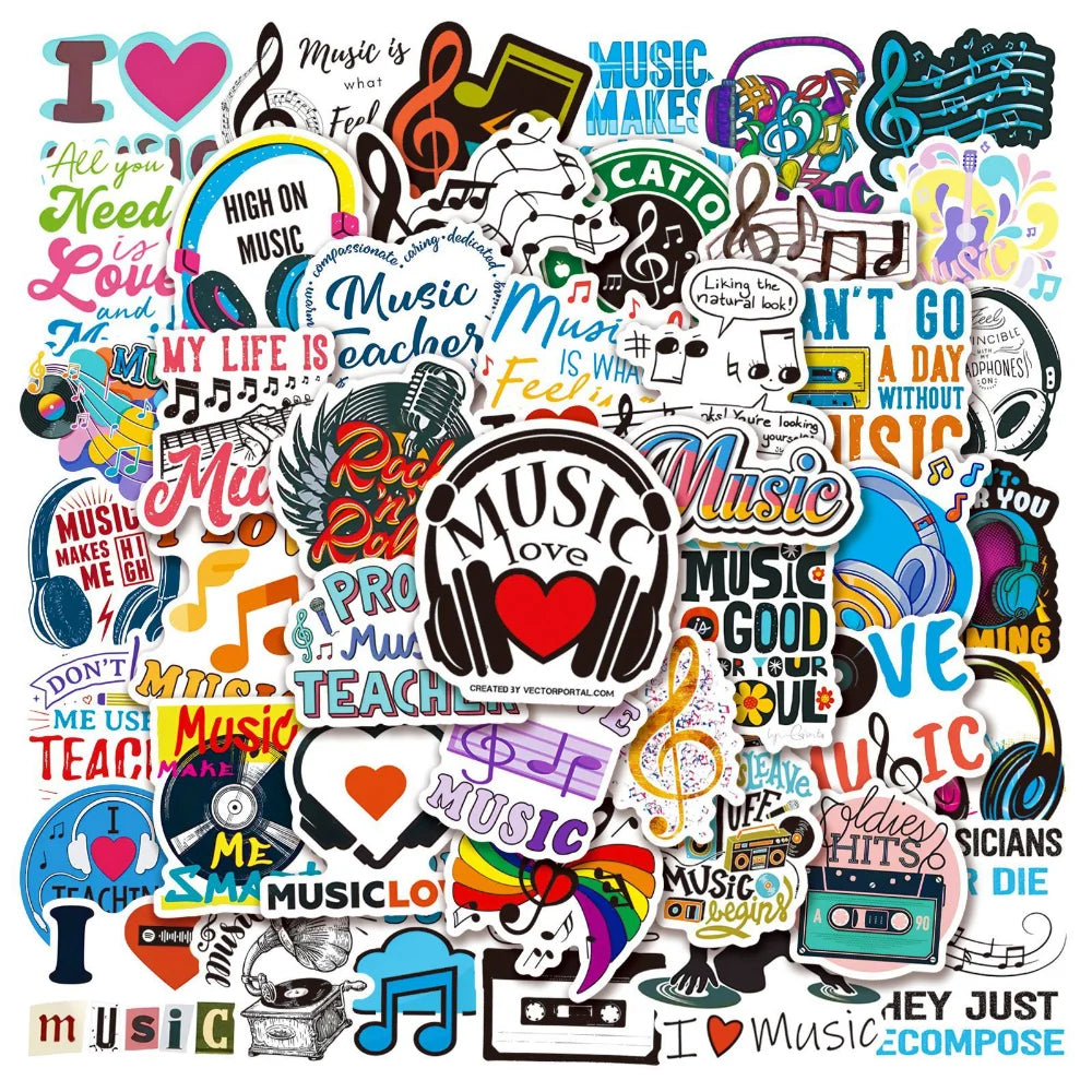 10/50 Inspirational Music Text Cartoon Stickers DIY Laptop Luggage Skateboard Graffiti Decals Sticker 2023 (Online Order Only)