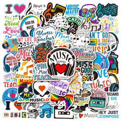 10/50 Inspirational Music Text Cartoon Stickers DIY Laptop Luggage Skateboard Graffiti Decals Sticker 2023 (Online Order Only)