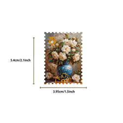50Pcs Retro Flower Stamps Aesthetic Stickers Graffiti Decals for Scrapbooking Notebook Travel Luggage Bike Phone Sticker﻿ (ONLINE ORDER ONLY)