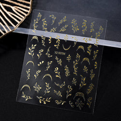 1pc 3D Gradient French Nail Stickers with Crown & Tassel Design Gold Silver Lines Self-Adhesive Nail Art Waterfall Manicure Foil (Online Order Only)