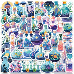 10/50pcs Ins Cute Magic Potion Bottle Flower Graffiti Stickers Aesthetic Decals DIY Laptop Suitcase Phone Car Decoration Sticker (Online Order Only)