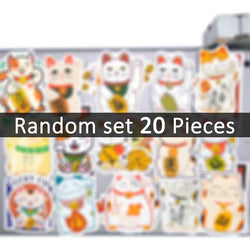 20/30/50Pieces Cute Lucky Cat Wish Fortune Pray Cartoon Stickers for Luggage Glass Wall Motorcycle Bike Car Laptop Phone Sticker (Online Order Only)