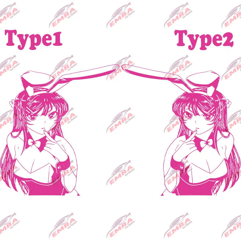 Anime Sticker Rabbit Girl For Car Stickers Decoration Window Door Rear Windshield External Accessories Die Cutting Vinyl Decals (ONLINE ORDER ONLY)