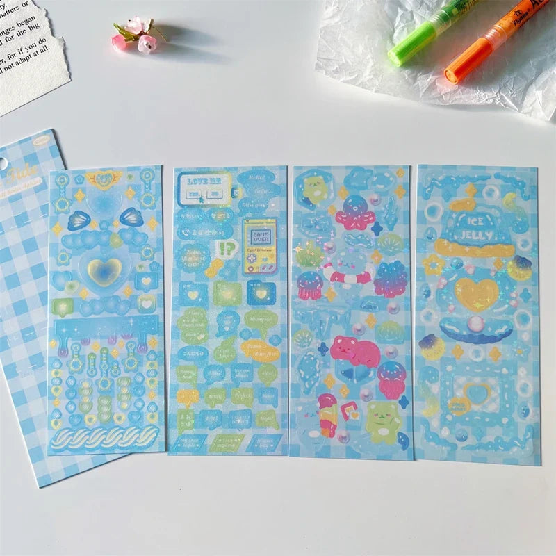 4pcs/set Sweet Cool Bear Call Series Scrapbooking Sticker Korean ins Hand Account Idol Card DIY Deco Material Sticker Stationery (ONLINE ORDER ONLY)