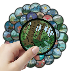 10/30/60PCS America Tourism Landscape Map Stickers Aesthetic Graffiti Decals PVC Waterproof Skateboard Phone Laptop Bike Sticker (Online Order Only)