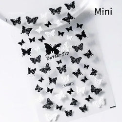 Charming Delicate Sapphire Color Blue Black Stroke Butterfly Jelly Relief Rhinestone Adhesive Nail Art Stickers Manicure Decals (Online Order Only)