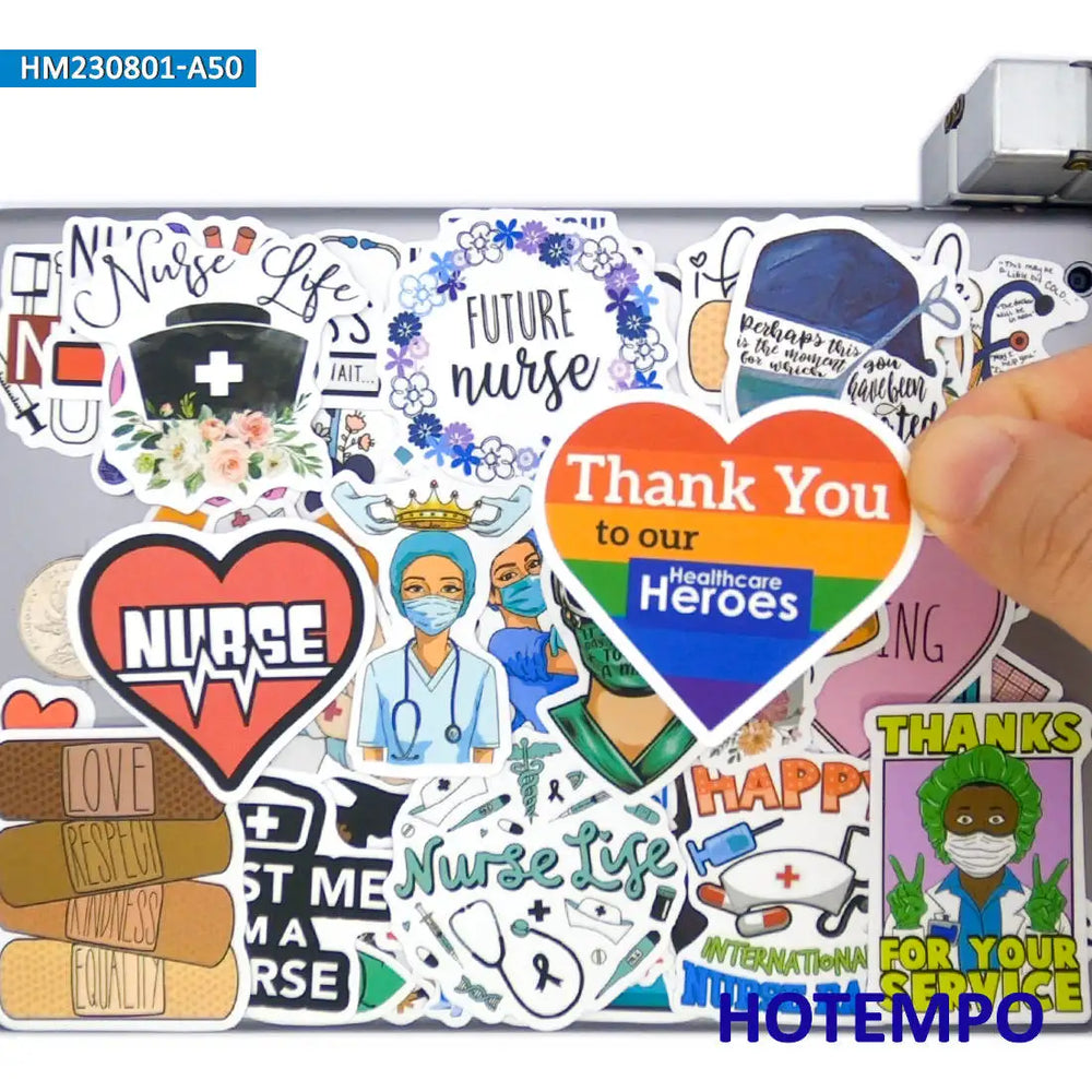 20/30/50Pieces Nurse's Day Fashion Graffiti Nurse Style Stickers for Scrapbook Luggage Bike Car Motorcycle Phone Laptop Sticker (Online Order Only)