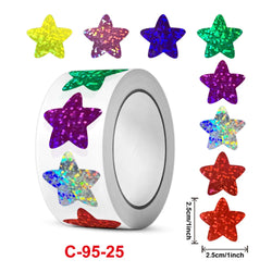 50-500pcs Laser Cartoon Shiny Star Reward Stickers Corlorful Adhesive Stickers Reward Chart Decorative Toy Gifts Sticker Labels (ONLINE ORDER ONLY)