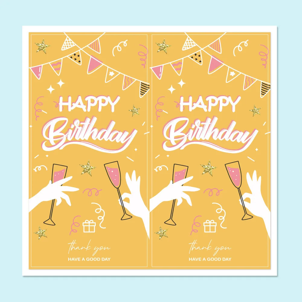 50Pcs/Pack Happy Birthday Stickers Seal Labels 2*4 Inch Cute Kids Gift Decorative Stickers Thank You Package Stickers (ONLINE ORDER ONLY)