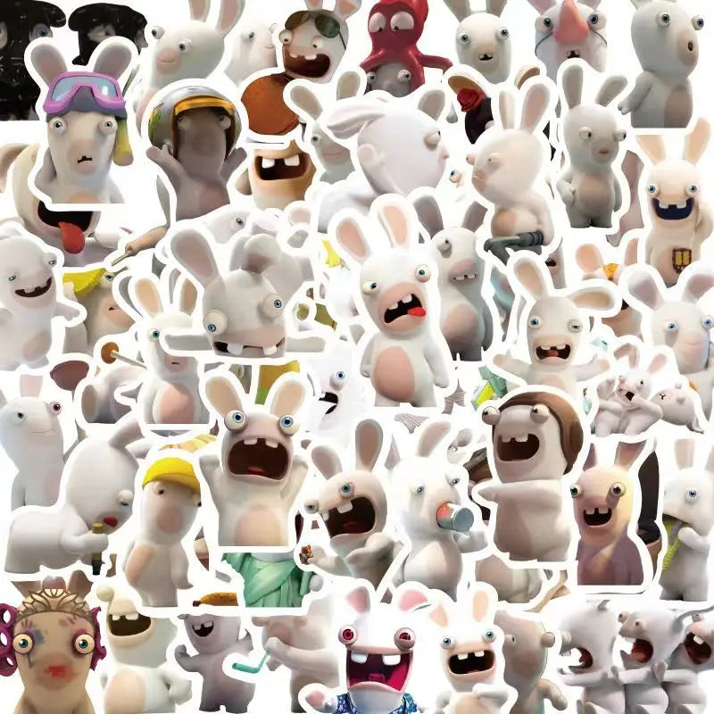 50pcs Cartoon Rabbit Stickers for Laptop, Phone, Scooter, Water Bottle, Suitcase, Stationery, Refrigerator (Online Order Only)