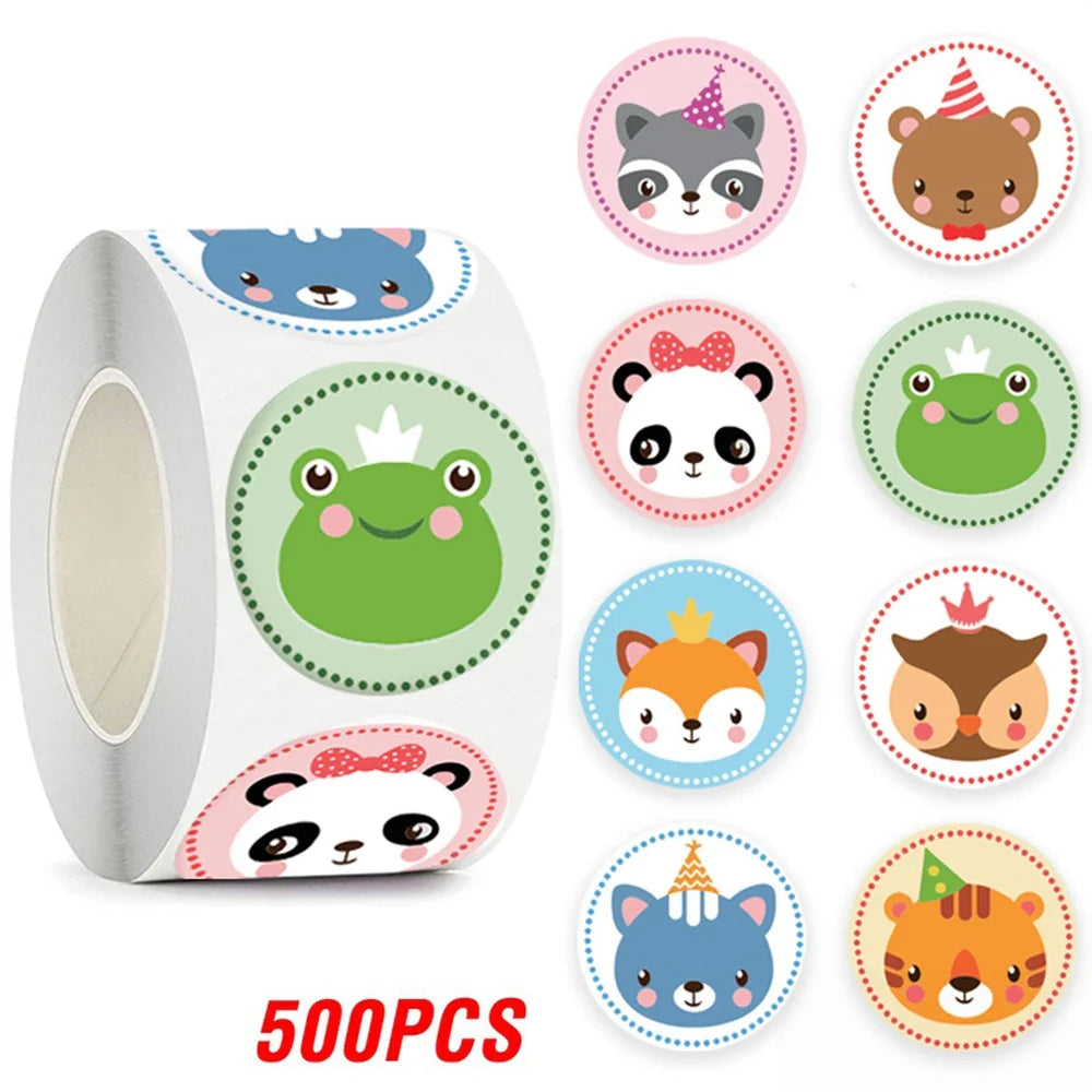 500pcs Cute Sticker for Kids Animals Face Reward Sticker for Classroom Teacher Supplies Motivational Scrapbooking (Online Order Only)