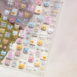 Cute Little Cat Colourful Flower Bowknot Umbrella Rain Boot Paintings Paper Boat Daisy Duckling Nail Art Sticker Manicure Decals (ONLINE ORDER ONLY)