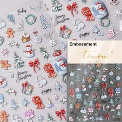 Snowman Tree House Cedar White Pine Forest Warm Winter Cloud Self Adhesive Nail Art Stickers Snowflake Star Snow Manicure Decals (ONLINE ORDER ONLY)