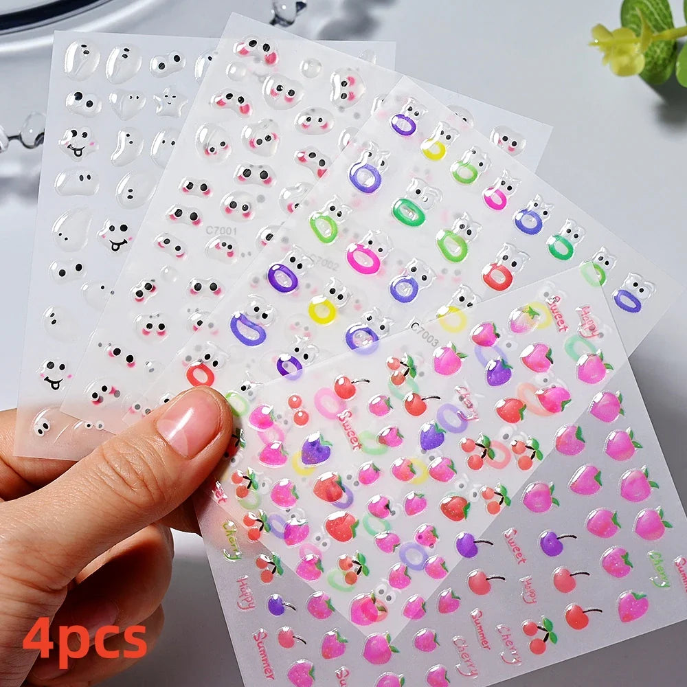 4pcs/Set Elf/Fairy Jelly Gold Nail Art Sticker Sun/Moon/Star Geometric Embossed Reliefs Self Adhesive Nail Decal Manicure Design (Online Order Only)