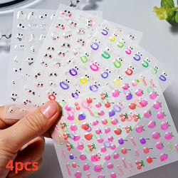 4pcs/Set Elf/Fairy Jelly Gold Nail Art Sticker Sun/Moon/Star Geometric Embossed Reliefs Self Adhesive Nail Decal Manicure Design (Online Order Only)