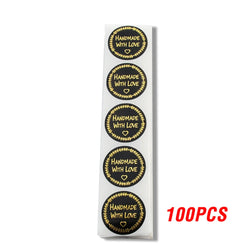 Handmade With Love Kraft Paper Stickers 100-500pcs 1inch Adhesive Labels Baking Wedding Decoration Party Decoration Sticker (Online Order Only)