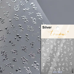 Dried Flowers Rose Butterfly Love Heart Golden Stroke Flying Crane Silver Adhesive Nail Art Stickers Rhinestone Manicure Decals (ONLINE ORDER ONLY)