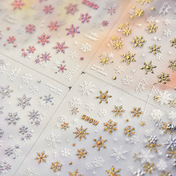 Shiny Snow Delicate Gold Pink Silver White Romantic Winter Self Adhesive Nail Art Stickers Snowflake Rhinestone Manicure Decals (ONLINE ORDER ONLY)