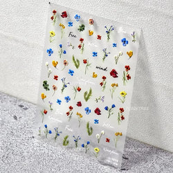 Wild Flower Oil Painting Small Variegated Daisy Peach Blossom Lavender Spring Petal Adhesive Nail Art Stickers Manicure Decals (Online Order Only)