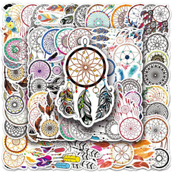Funny Cartoon Vintage Bohemian Dreamcatcher Aesthetic Stickers Pack - Laptop, Luggage, Guitar, Scrapbook, Waterproof (ONLINE ORDER ONLY)