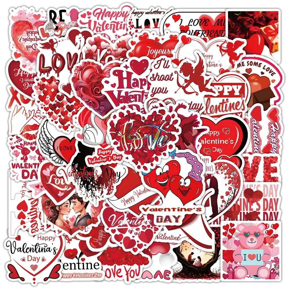 Red Heart Stickers Valentine's Day Decoration DIY Phone Bike Notebook Skateboard Car (ONLINE ORDER ONLY)