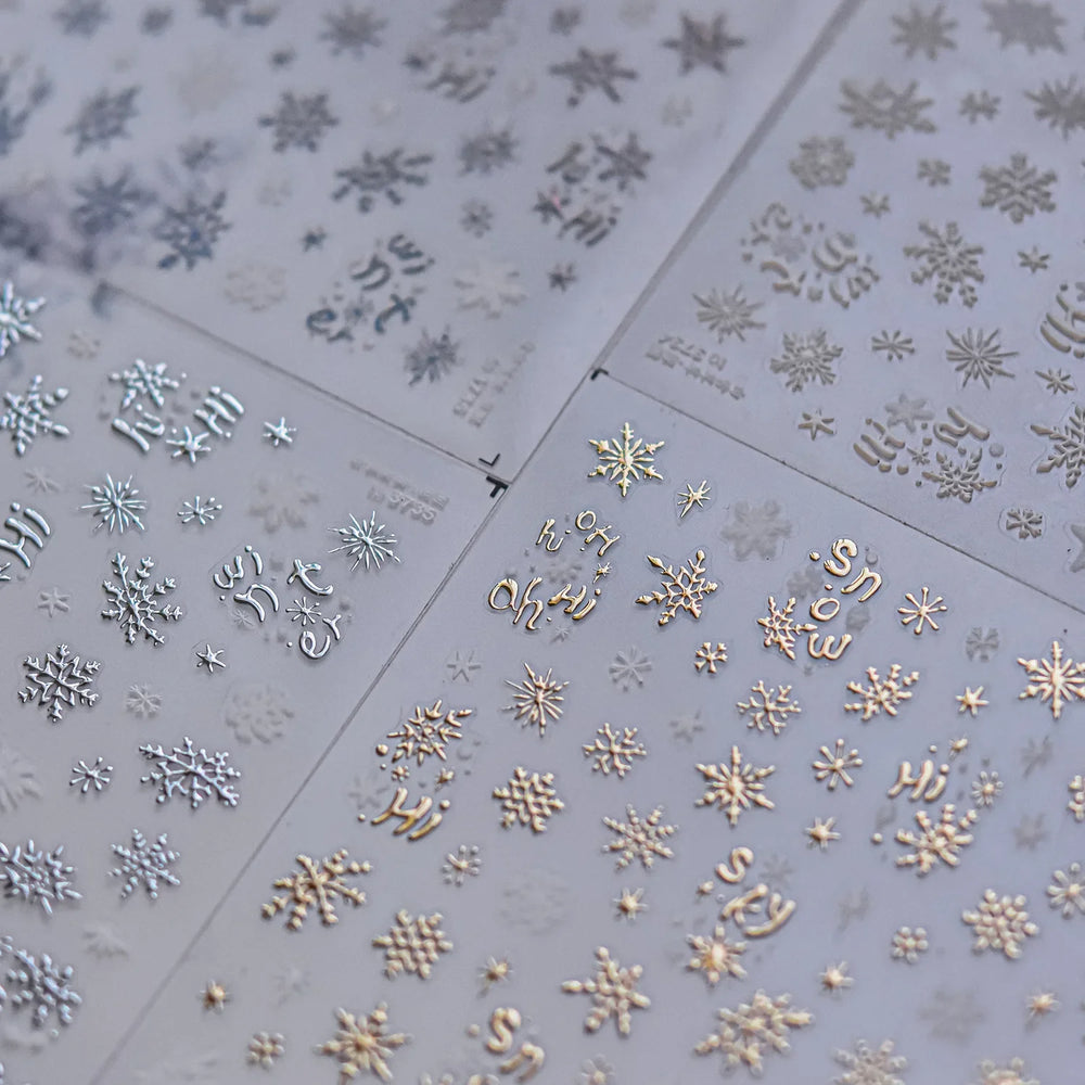 Dressy Embossment Colorful Gradient Snowflakes Laser Silver Christmas Tree Winter Bowknot Santa Nail Art Stickers Manicure Decal (Online Order Only)