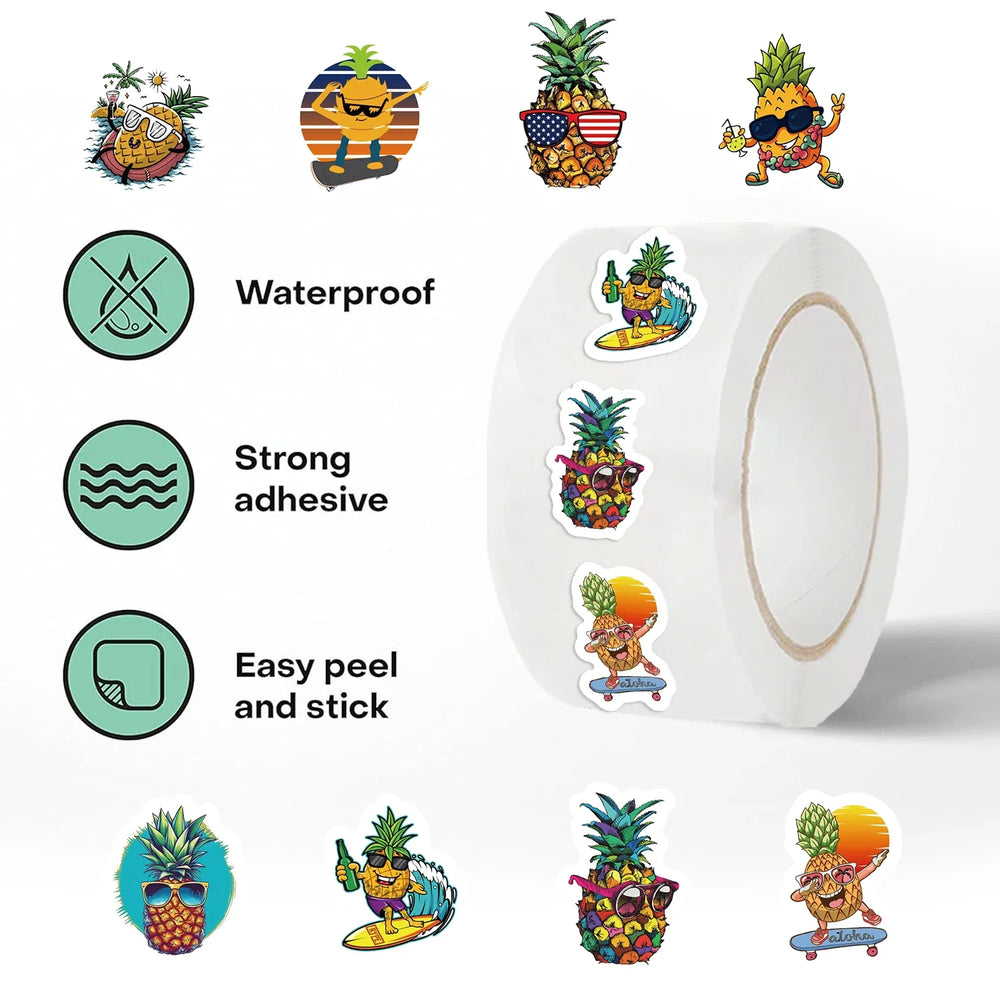 500pcs/roll Fruit Pineapple Sticker Roll For Kids Reward Encourage Sticker For Labels Thank You Sticker Kids Toys (Online Order Only)