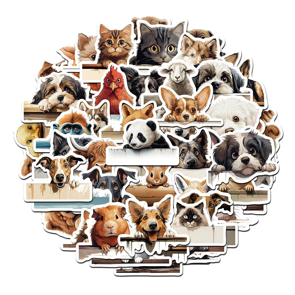 Cartoon Animal Stickers for Suitcase, Skateboard, Laptop, Luggage, Phone - 10/30/60Pcs (ONLINE ORDER ONLY)