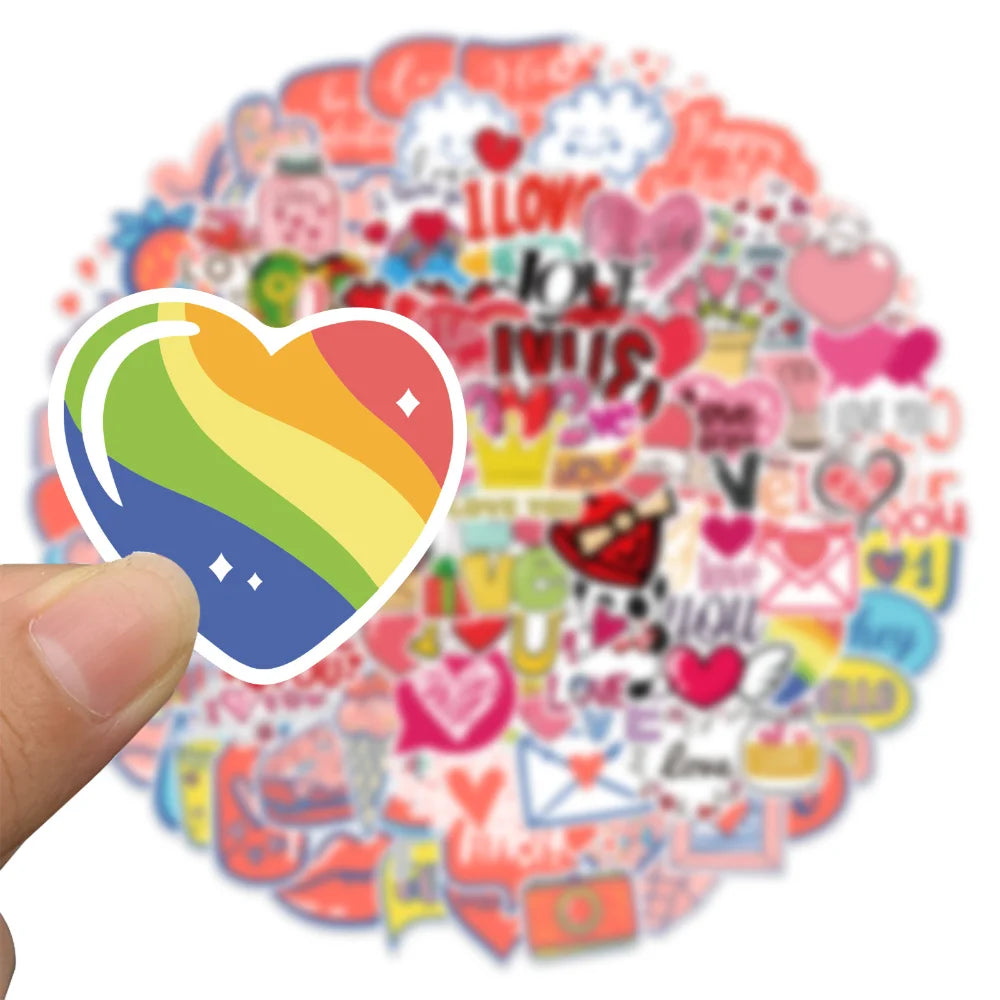50/100pcs Valentine Stickers For Notebook Car Laptop Scrapbooking Material Adesivos Craft Supplies Vintage Pink Love Sticker (ONLINE ORDER ONLY)