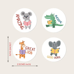 100-500pcs Round 1inch Cartoon Animal stickers for kids Teacher Reward Encourage Sticker Office Stationery (Online Order Only)