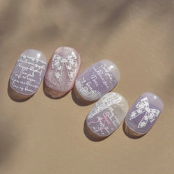 Retro White Lace Bandage Line Bowknot Irregular Fabric Cording Square Calligraphy Adhesive Nail Art Sticker 3D Manicure Decals (ONLINE ORDER ONLY)