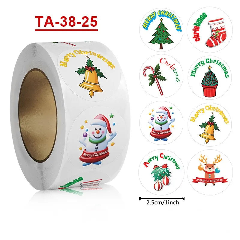 50-500Pcs Merry Christmas Stickers Christmas Theme Seal Labels Stickers For DIY Gift Baking Package Envelope Stationery Decor (ONLINE ORDER ONLY)