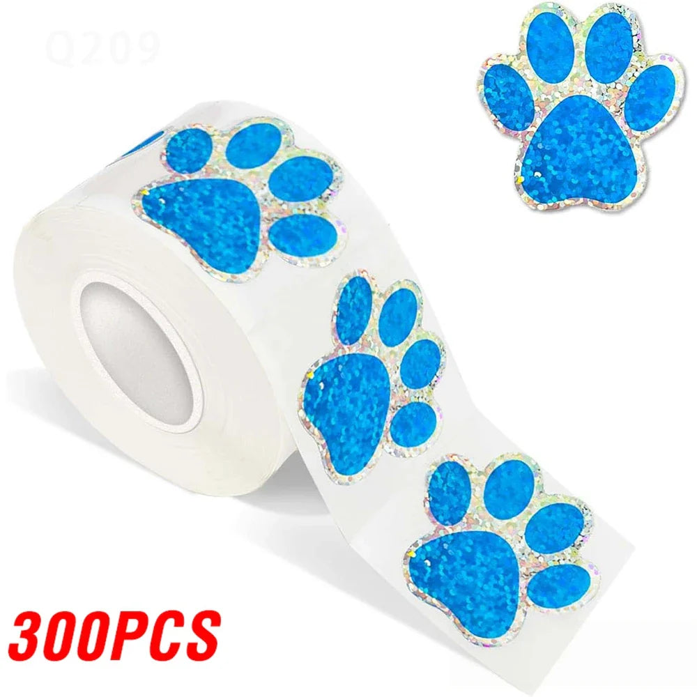 100-500pcs Cute Animal Paw Sticker DIY Colorful Holographic Lables Art Crafts Sticker Student Reward Stationery Stickers (ONLINE ORDER ONLY)