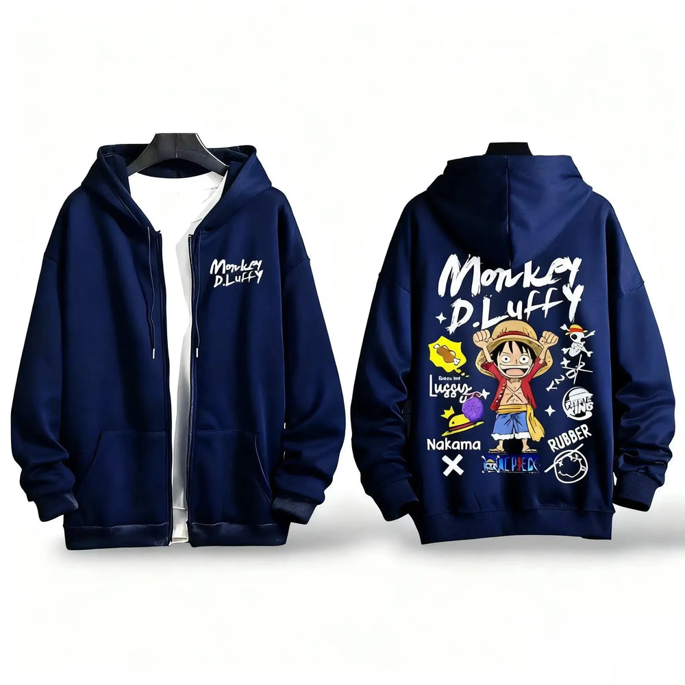 One Piece Anime Zipper Hoodie Y2K Oversized Style (ONLINE ORDER ONLY)