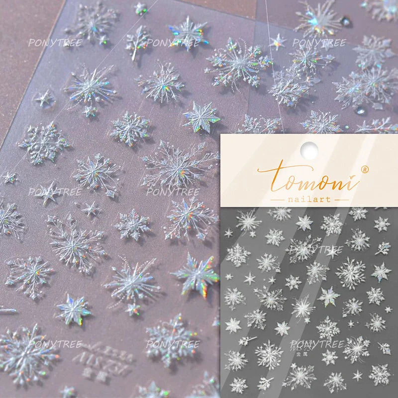 Snowflake Butterfly Rhinestone Shiny Totem Self Adhesive Nail Art Stickers Romantic Charm Chic Rose Flower Pearl Manicure Decals (ONLINE ORDER ONLY)