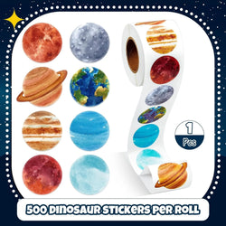 500Pcs /1 Rolls 2.5cm/1inch Cartoon Starry Sky Planet Circle Sticker Decoration Gift Box Sticker Label Stationery Sticker (ONLINE ORDER ONLY)