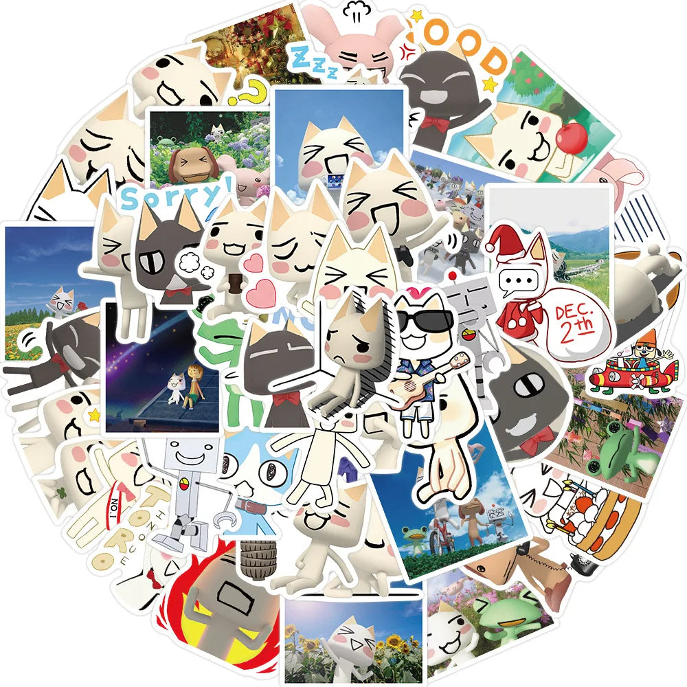 Cute Toro Inoue Cat Anime Stickers Pack for Car, Luggage, Laptop, Guitar, Fridge, DIY Graffiti (Online Order Only)