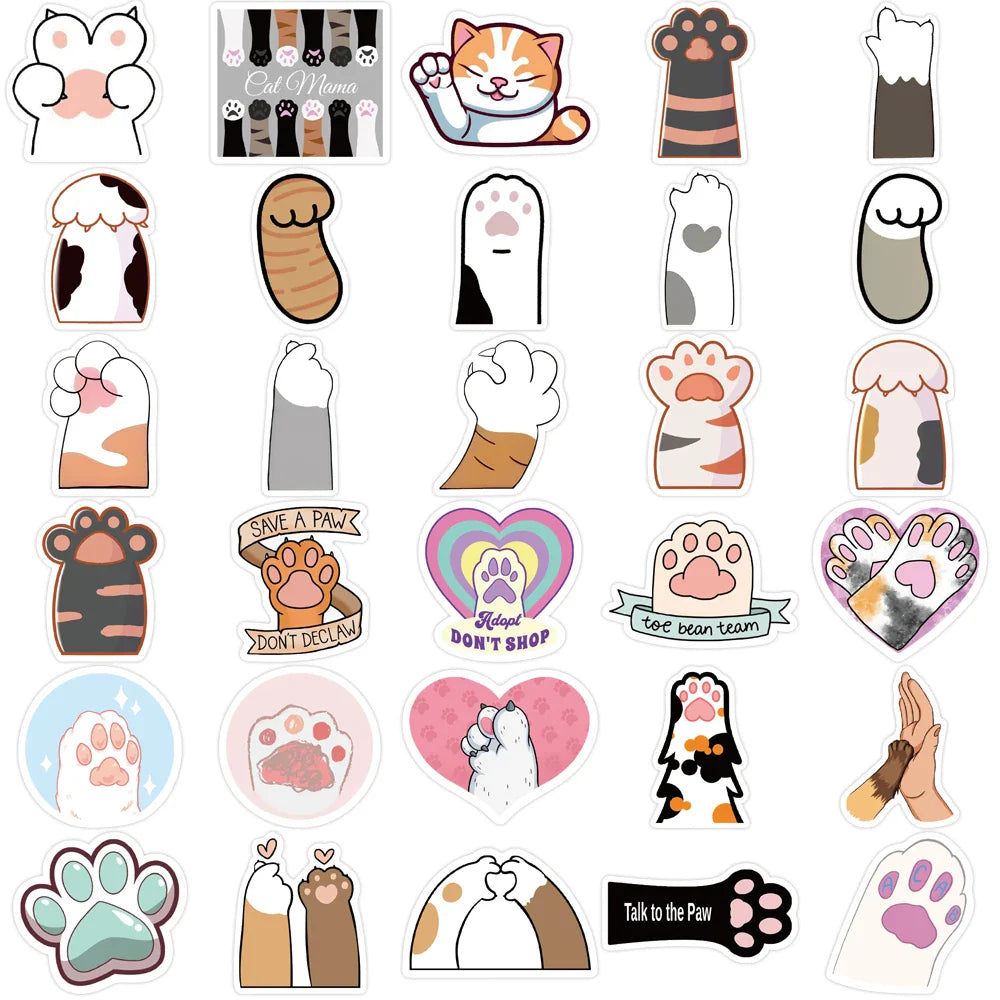 61PCS Cute Cat Paw PVC Sticker Aesthetic Children Decoration For Scrapbooking Korean Stationery School Supplies for Kids Toys (Online Order Only)