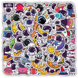10/62PCS Exquisite Cute Cartoon Astronaut Stickers Laptop Computer Tablet Cup Notebook Phone Vinyl Decal for Kids Toy Gift (ONLINE ORDER ONLY)