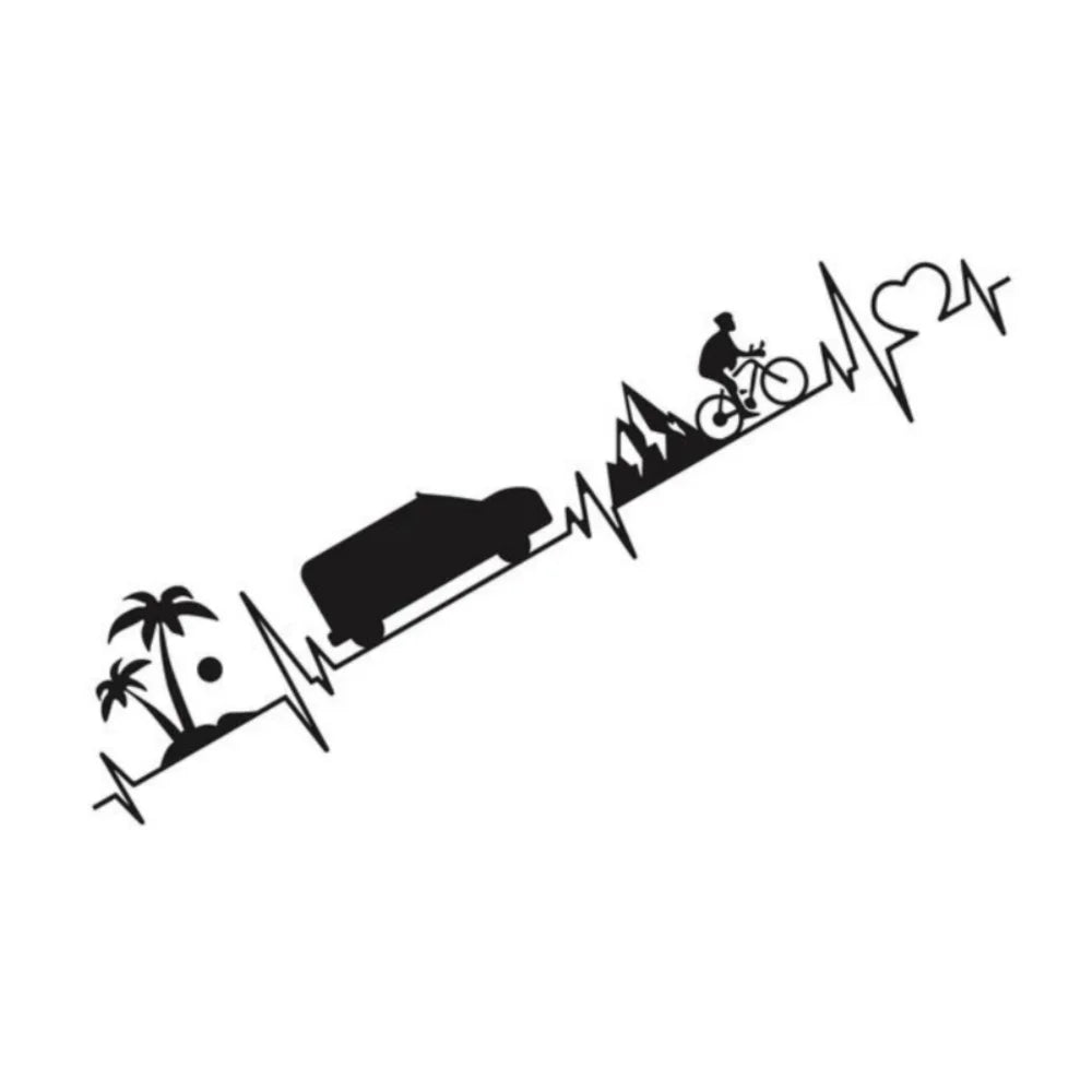 Van Camper Electrocardiogram Travel Sticker Car Body Decal Explore Bike Palm Tree Heartbeat Vinyl RV Accessories Car Sticker (ONLINE ORDER ONLY)