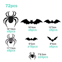 72/48/12Pcs 3D Wall Stickers Bat Stickers Halloween Decoration Vinyl Sticker Bat Sticker for Home Halloween Party Decorations (Online Order Only)