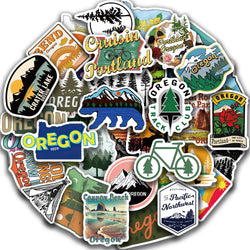 50Pcs Oregon America State Sticker For Laptop Luggage Phone Suitcase Skateboard Styling DIY Decal Pegatina Aufkleber Toy Decal (Online Order Only)