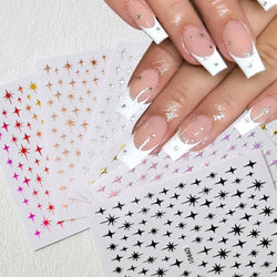 6Pcs 3D Silvery Star Nail Sticker Y2K Nail Design Gold Bronzing Slider Chrome Effect Nail Decoration Nail Design Manicure Tips * (ONLINE ORDER ONLY)