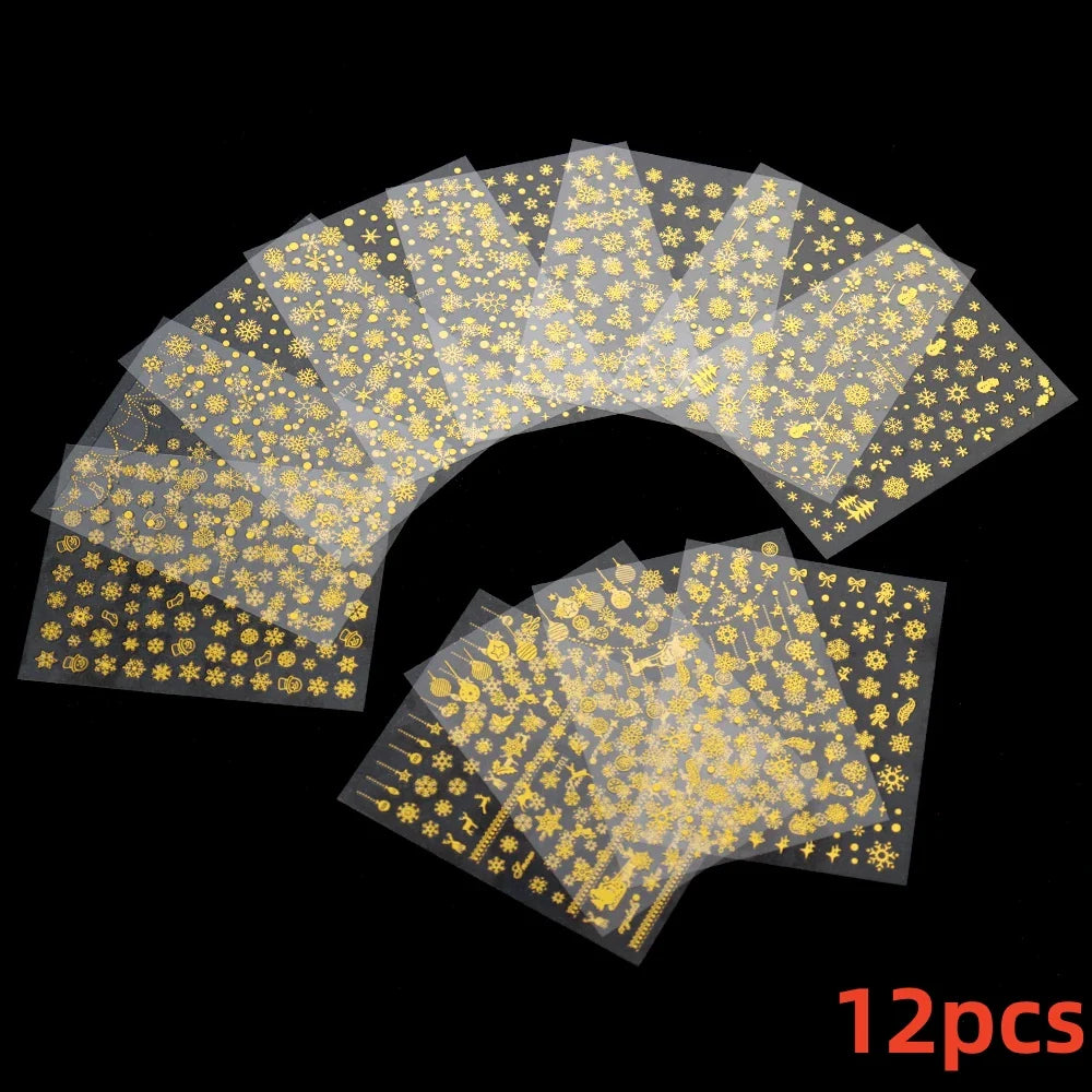 12PCS White Flowers Leaves 3D Nail Stickers Star/Moon/Sun Nail Art Decoration Decals Geometric Flower Stickers Nail Art Supplies (ONLINE ORDER ONLY)