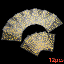 12PCS White Flowers Leaves 3D Nail Stickers Star/Moon/Sun Nail Art Decoration Decals Geometric Flower Stickers Nail Art Supplies (ONLINE ORDER ONLY)