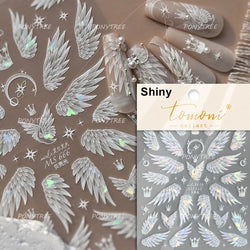 White Black Wings Feather Angel Demon Devil Dreamy Hot Stamping English Letter Adhesive Nail Art Stickers Manicure Tool Decals (Online Order Only)