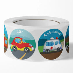 500pcs Vehicle Thank You Stickers Cute Cartoon Ambulance Taxi Teacher Reward Sticker for Kids Birthday Party Seal Labels (Online Order Only)