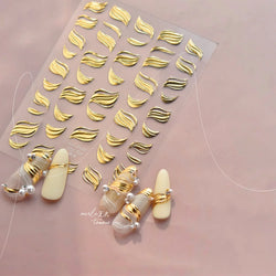Golden Ink Brush Hot Stamping Irregular Lines Texture Sensation Moon Advanced Feeling Adhesive Nail Art Sticker Manicure Decals (Online Order Only)